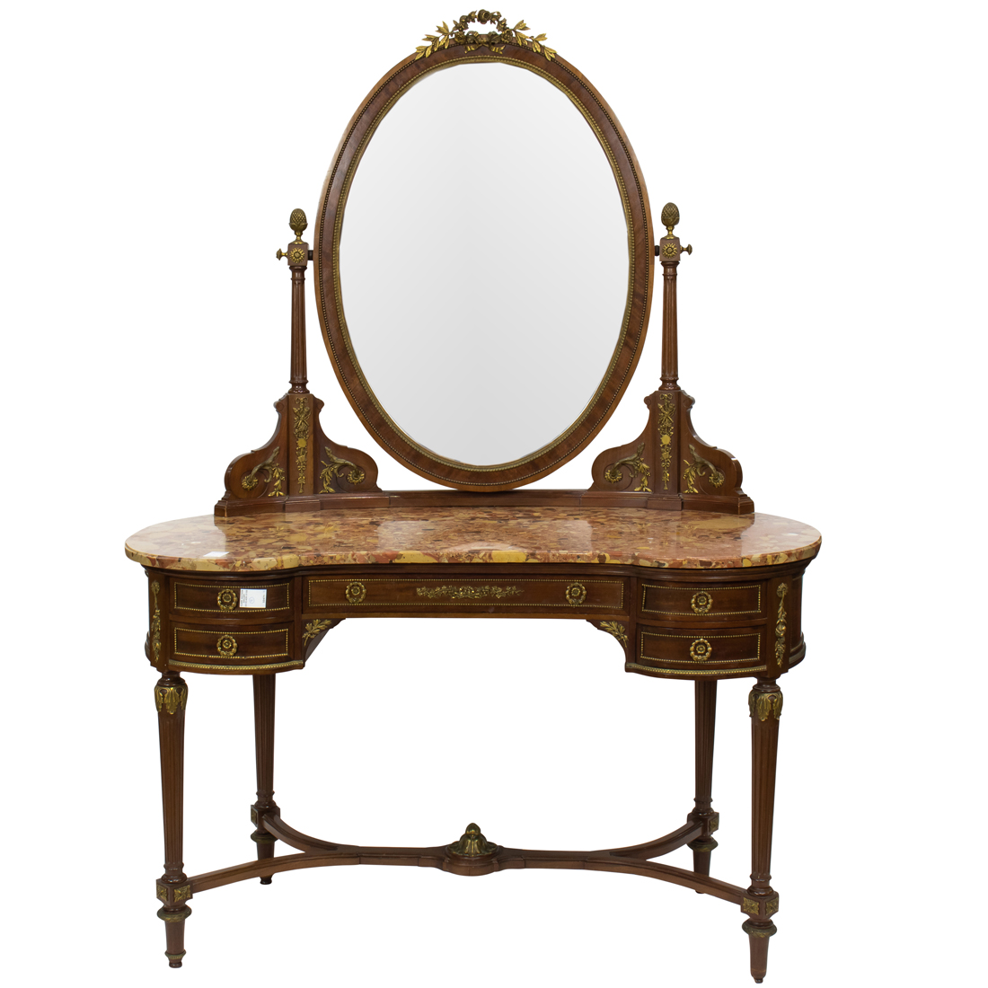 Appraisal: A LOUIS XVI STYLE GILT BRONZE MOUNTED DRESSING TABLE A