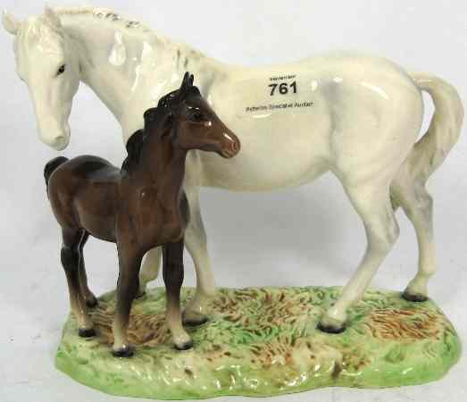 Appraisal: Rare Beswick Mare Foal on base Mare in painted White