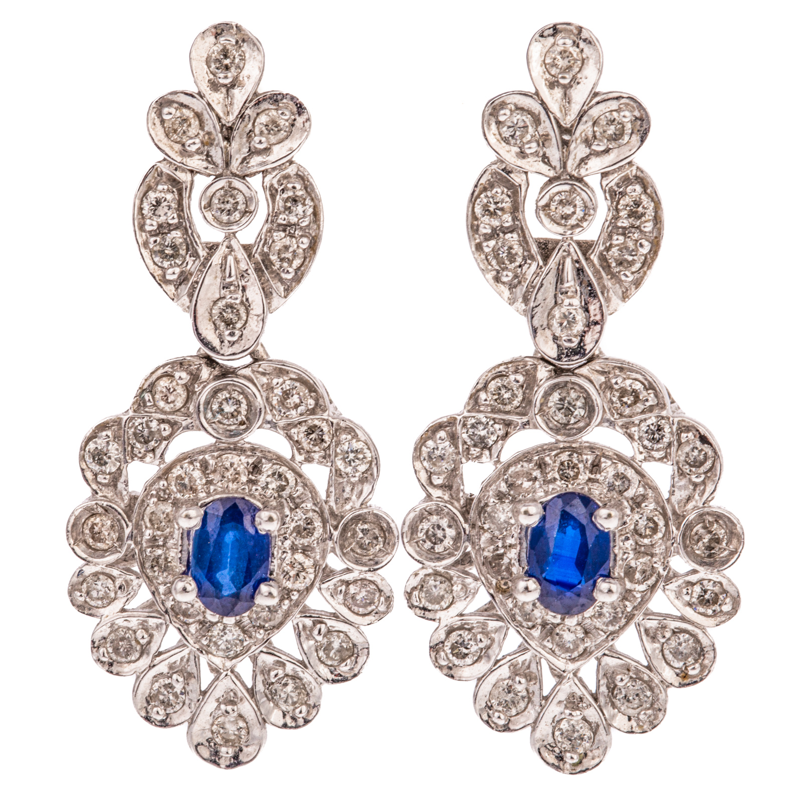 Appraisal: A PAIR OF K SAPPHIRE DIAMOND EARRINGS K white gold