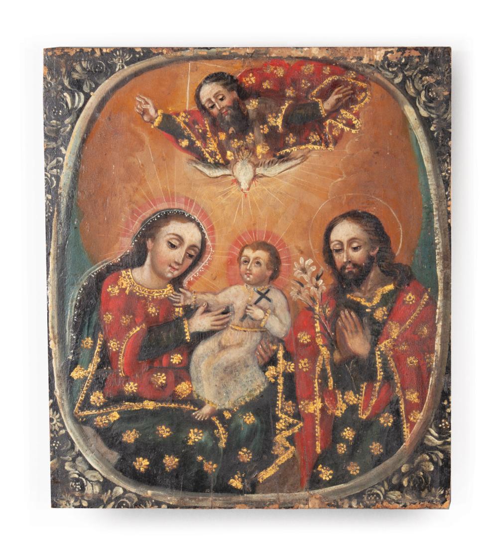 Appraisal: Latin American School th c Holy Family gilt and tempera