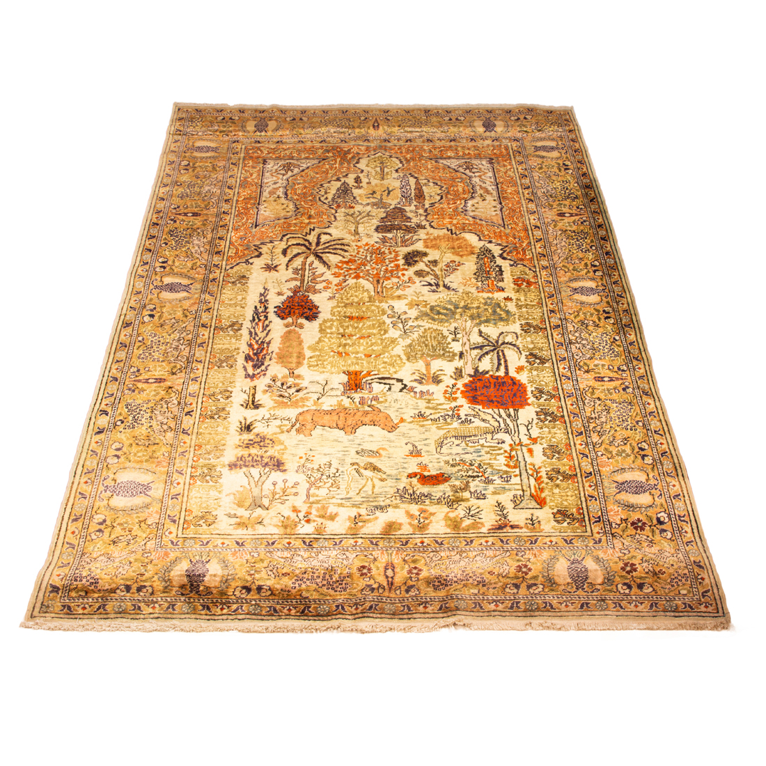 Appraisal: A TABRIZ STYLE SCENIC CARPET A Tabriz style scenic carpet