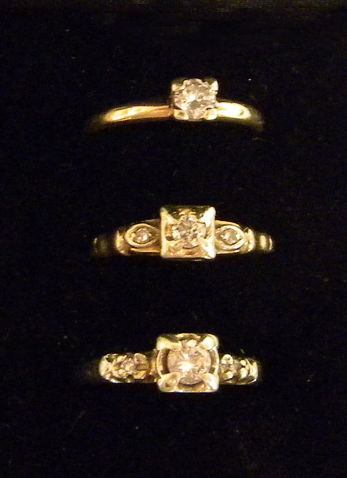 Appraisal: Three gold rings each set with diamonds