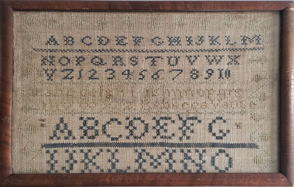 Appraisal: th Century Needlework Alphabet Sampler th Century Needlework Alphabet Sampler