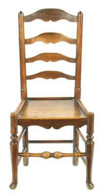 Appraisal: An early th century ash ladder back side chair