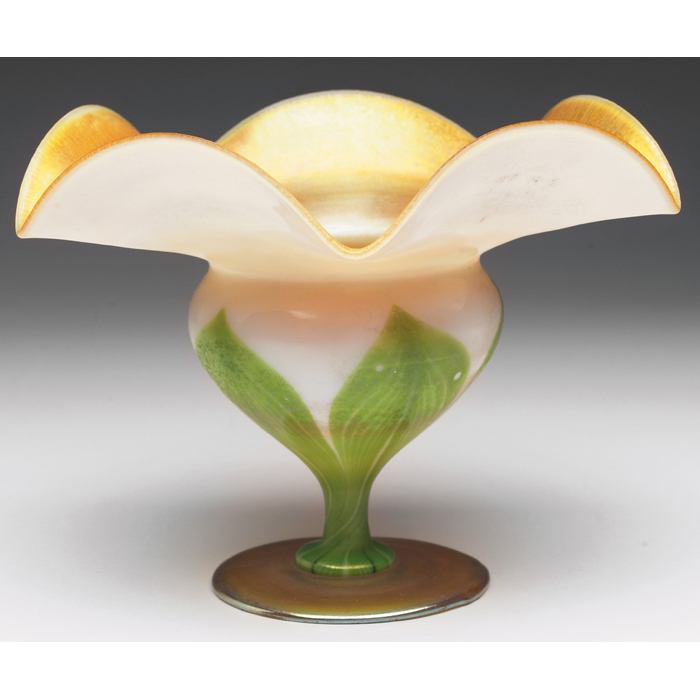 Appraisal: L C Tiffany vase flower form in gold favrile glass