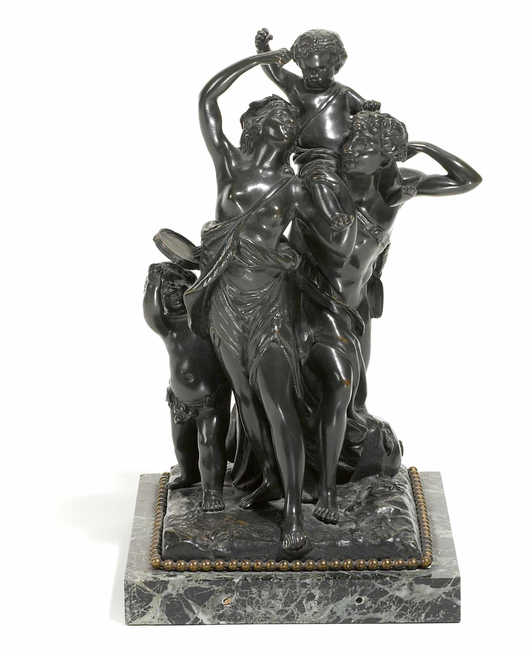 Appraisal: A French patinated bronze bacchanalian group after a model by