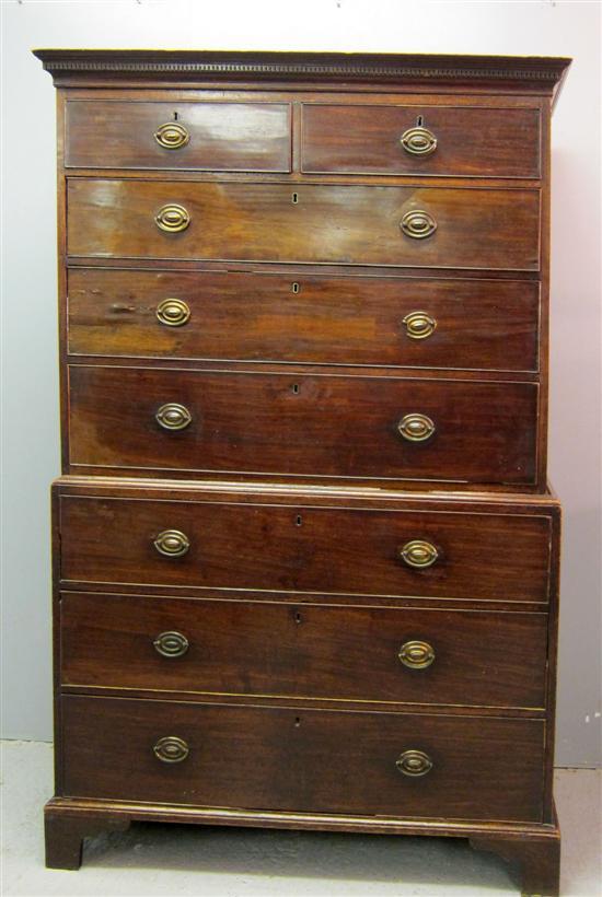 Appraisal: George III mahogany tallboy of two short and six long