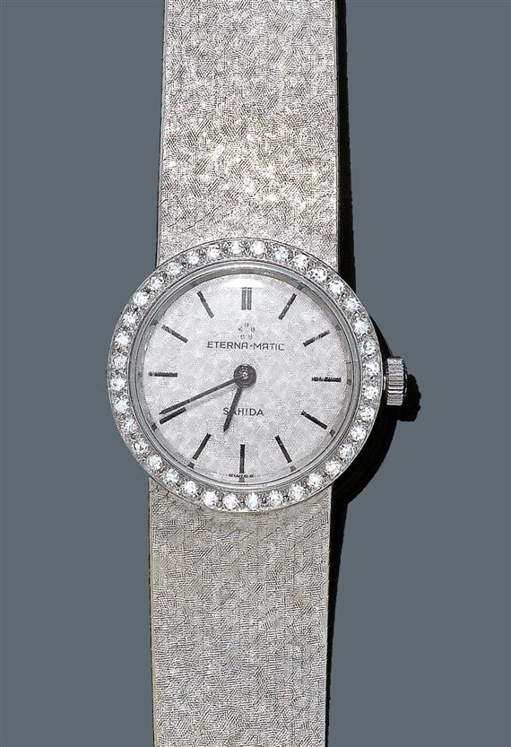 Appraisal: DIAMOND LADY'S WRISTWATCH ETERNA-MATIC s White gold g Ref LEFM