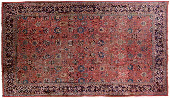 Appraisal: ANTIQUE AGRA ORIENTAL RUG Large oversize rug has red field