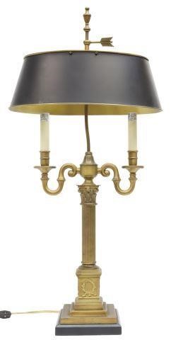 Appraisal: Empire style gilt metal bouillotte lamp late th c adjustable-height