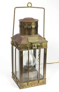 Appraisal: Brass lantern Brass lantern th century having a handle attached