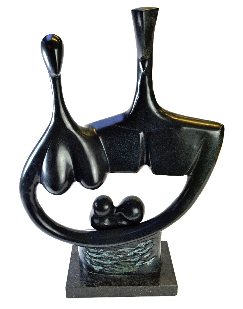 Appraisal: A Henry Moore type patinated metal figure group late th