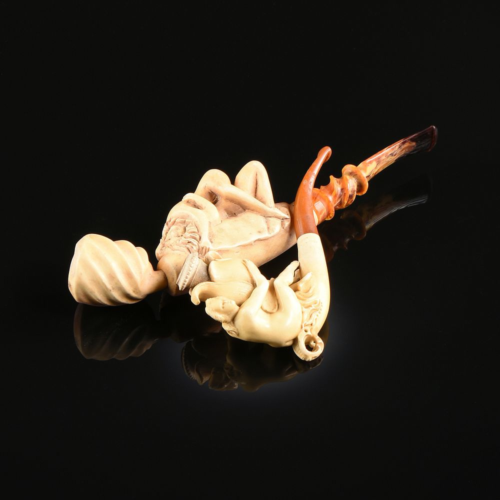 Appraisal: A PAIR OF TWO EROTIC MEERSCHAUM PIPES LATE TH EARLY