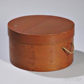 Appraisal: Large Shaker Ash and Pine Bittersweet Red-painted Round Lidded Box