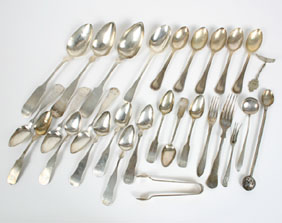 Appraisal: Lot of coin nickel and sterling silver antique spoons and