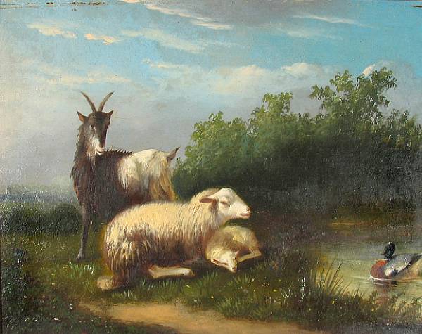 Appraisal: English School th century A pastoral landscape with sheep resting