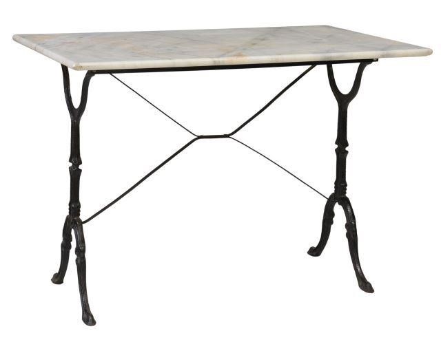 Appraisal: French Parisian bistro table early th c rectangular marble top