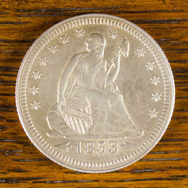 Appraisal: U S LIBERTY SEATED SILVER QUARTER type with arrows rays