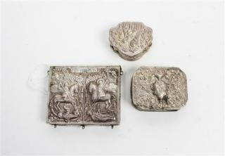 Appraisal: A Group of Three Continental Silver Boxes comprising two with