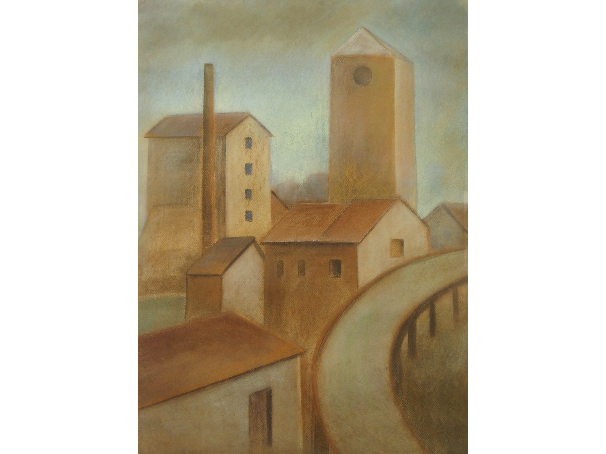 Appraisal: MARTIN KANE Scottish b CANARY WHARFPastel signed with initials x