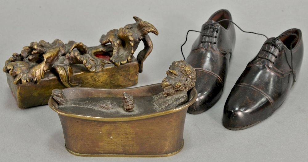 Appraisal: Three piece group to include bronze monkey in a bath