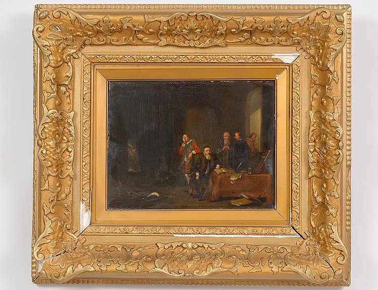 Appraisal: DUTCH SCHOOL TH CENTURY Interior Scene with an Assembled Group