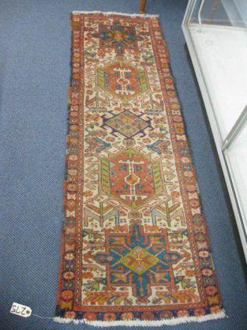 Appraisal: Heriz Persian Handmade Runner geometric medallions floral border ' x