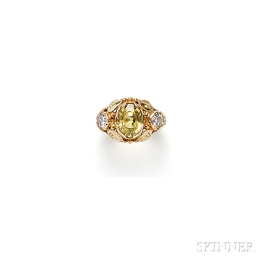 Appraisal: kt Gold Yellow Sapphire and Diamond Ring Susan Oakes Peabody