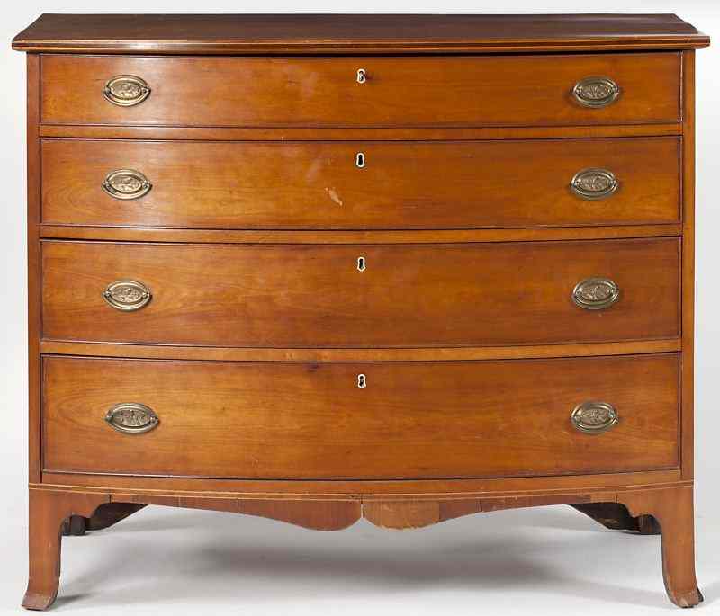 Appraisal: Federal Inlaid Bowfront Chest of Drawersearly th century New England