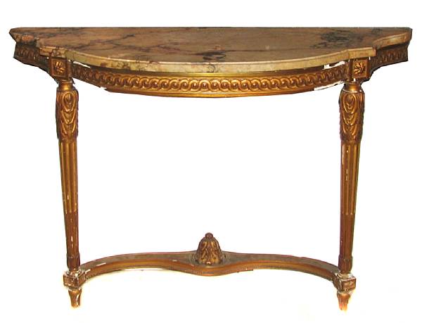 Appraisal: A Louis XV style carved giltwood console table height in