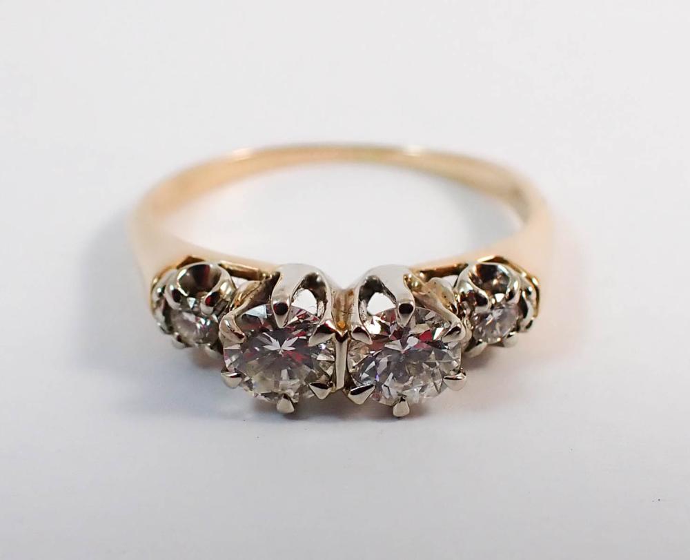 Appraisal: DIAMOND AND FOURTEEN KARAT GOLD RING The k yellow gold