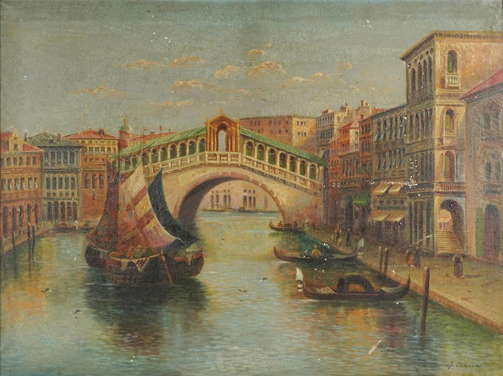 Appraisal: TH CENTURY RIALTO BRIDGE VENICEoil on canvas signed lower right