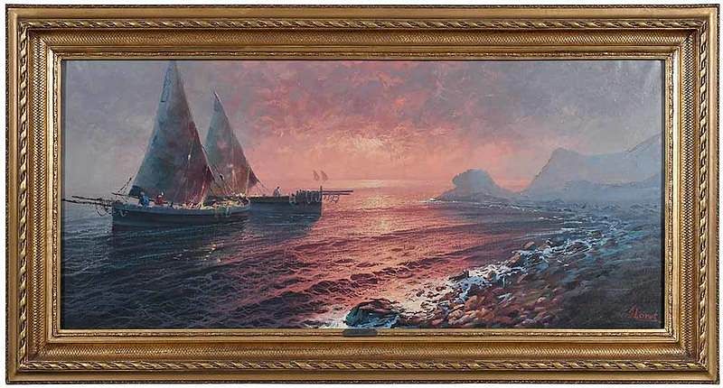 Appraisal: Jules Loret French th century Sailboats Near the Shore signed