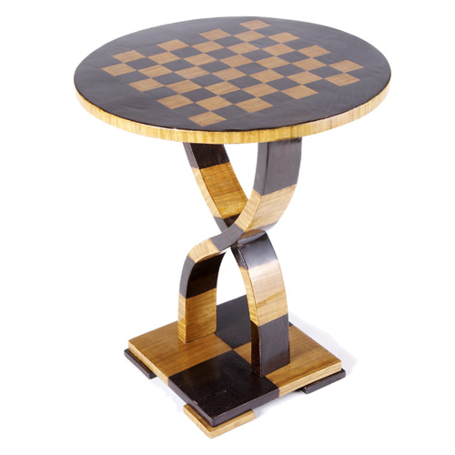 Appraisal: ART DECO Inlaid chess table of mahogany and oak veneer