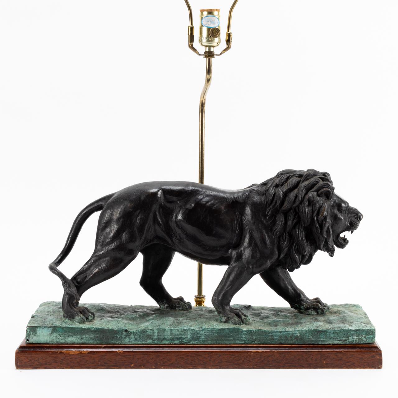 Appraisal: MAITLAND SMITH PATINATED METAL LION TABLE LAMP Maitland Smith patinated