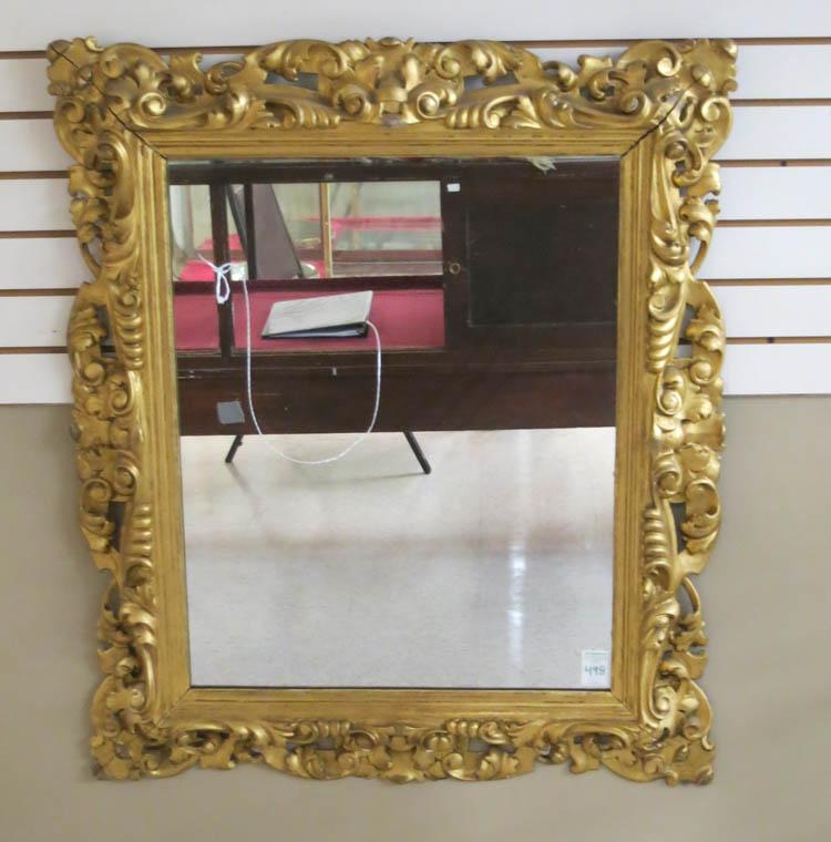 Appraisal: ITALIAN GILT WOOD MIRROR late th century opening measures x