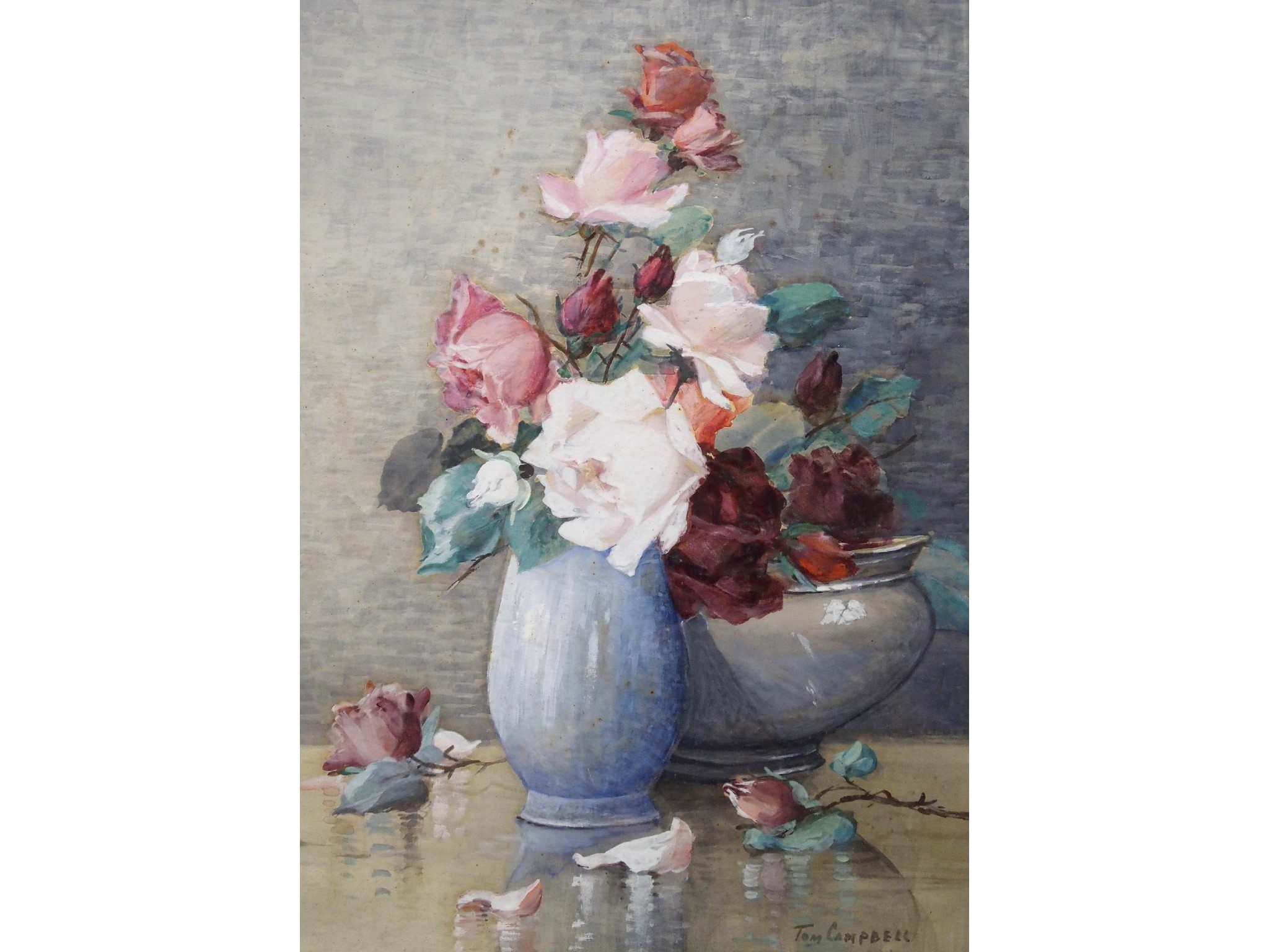 Appraisal: TOM CAMPBELL Scottish - STILL LIFE WITH ROSESWatercolour signed x