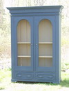 Appraisal: AMOIRE - Blue painted pine armoire with tombstone paneled doors