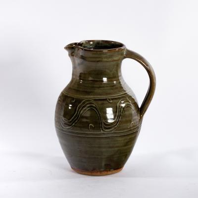 Appraisal: Ray Finch Winchcombe Pottery a stoneware jug of baluster ribbed