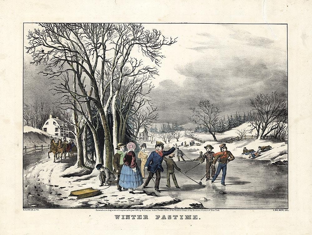 Appraisal: Winter Pastime - Original Medium Folio Currier Ives Lithograph Winter