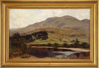 Appraisal: DANIEL SHERRIN British - RIVERSIDE FARM Panoramic oil on canvas