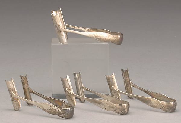 Appraisal: A set of ten sterling individual pairs of asparagus tongsShreve