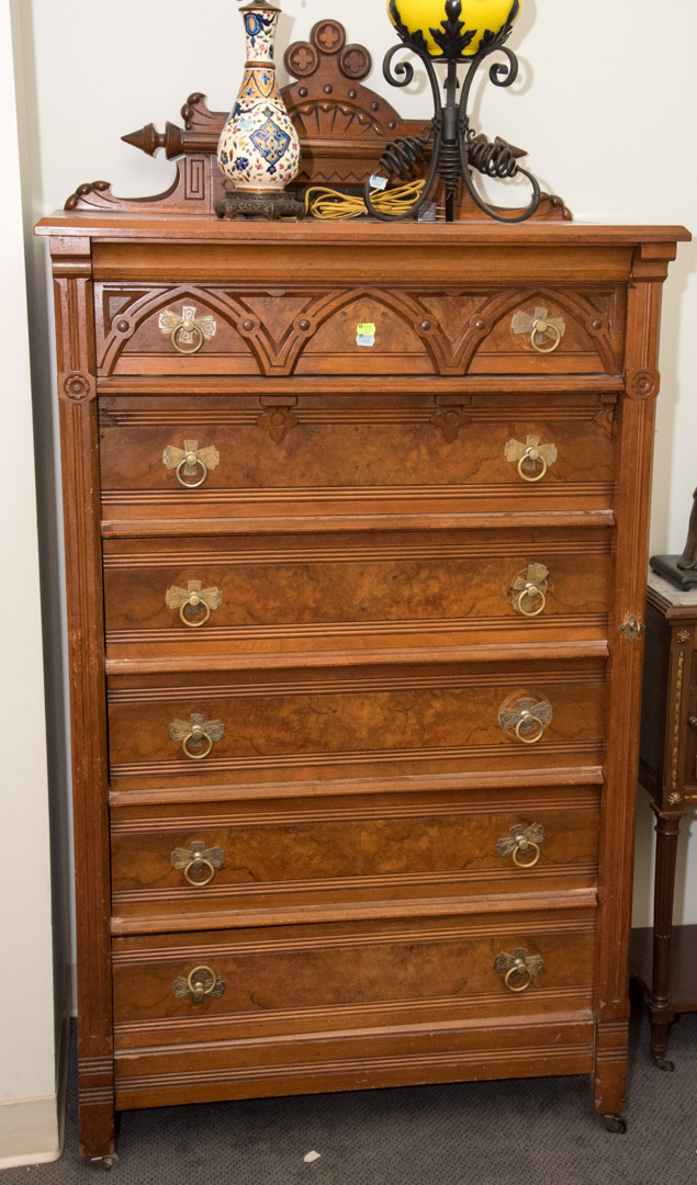 Appraisal: Eastlake Wellington chest of drawers tall side-locking chest