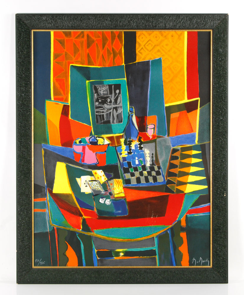 Appraisal: - Mouly Cubist Style Still Life Lithograph Marcel Mouly French