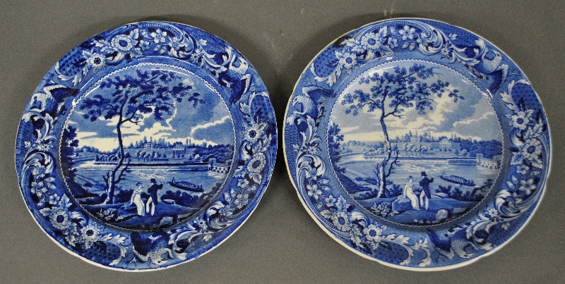 Appraisal: - Two historical blue Staffordshire plates by Stubbs depicting Fairmount