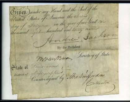 Appraisal: piece Document Fragment Signed Jackson Andrew Washington D C July