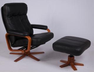 Appraisal: Skippers Mobler Reclining Lounge Chair Ottoman Modern Danish reclining lounge