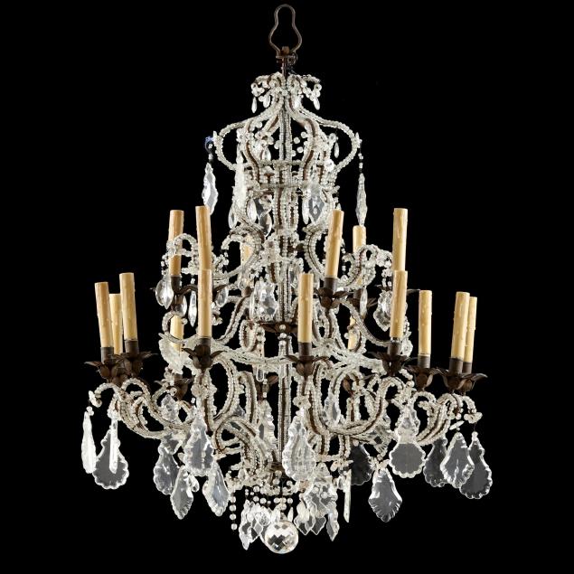 Appraisal: VINTAGE BAGUES STYLE BEADED AND DROP PRISM CHANDELIER Early th