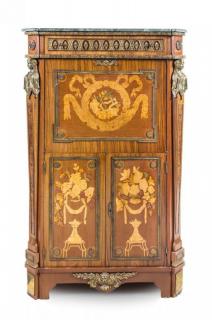 Appraisal: An Empire Style Marquetry Secretaire a Abattant Height x width