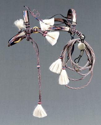 Appraisal: Horsehair bridle and reins silver mounted bit with horsehair multi-colored